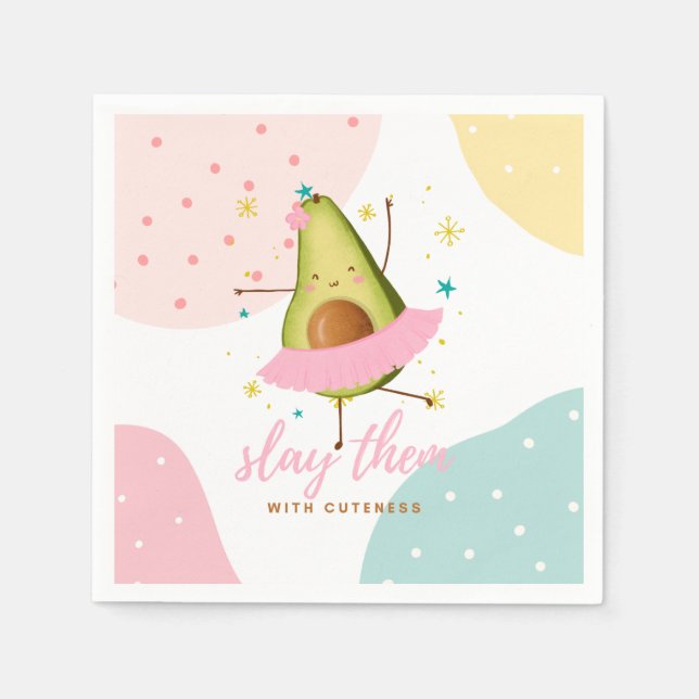 Hübsch Girly Kawaii Avocado Ballerina Slay ihnen Serviette (Vorderseite)