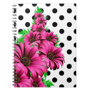 Hübsch Girly Pink Blume Polka Dot Notizblock