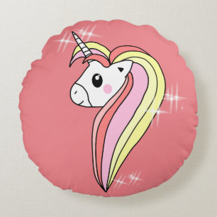 Hübsch Girly Pink Einhorn mit Glitzern Rundes Kissen