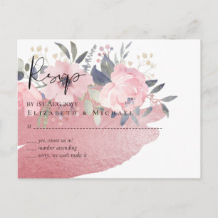 Hübsch Girly Rosegold Floral Glam Wedding Postkarte