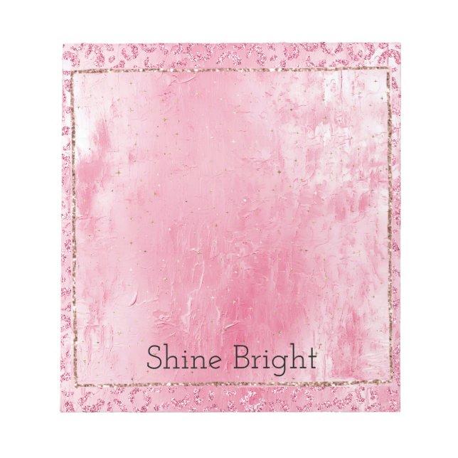 Hübsch Girly Sugar Pink Glitzer Leopard Notizblock (Vorderseite)