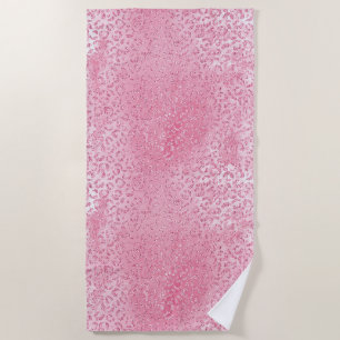 Hübsch Girly Sugar Pink Glitzer Leopard Strandtuch