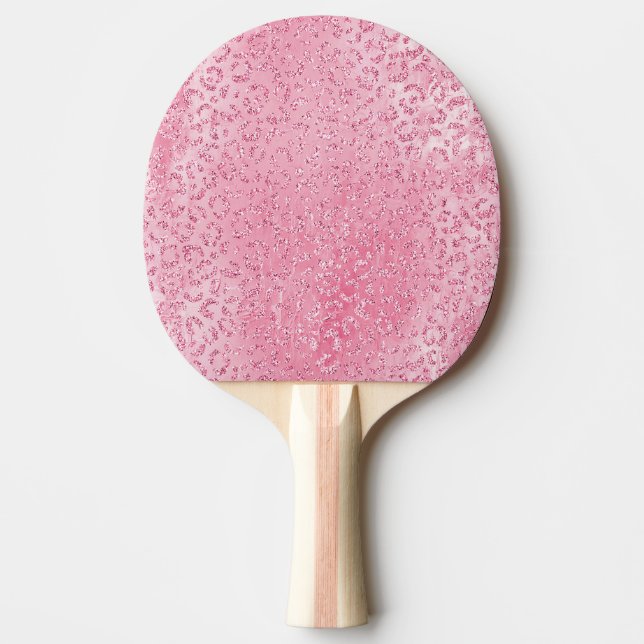 Hübsch Girly Sugar Pink Glitzer Leopard Tischtennis Schläger (Vorderseite)