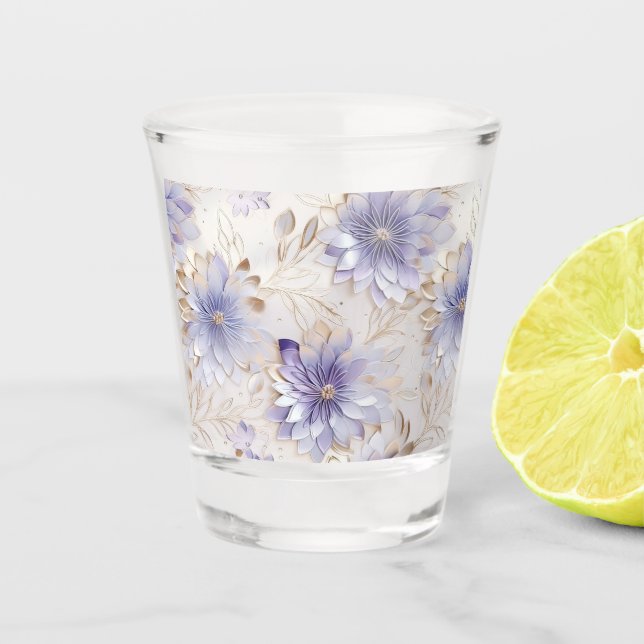 Hübsch Glam Gold Lila Pearl White Floral Schnapsglas (Vorderseite)