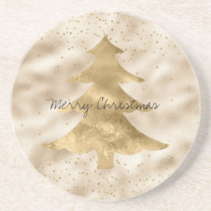 Hübsch Glam Gold Sparkle Dots Weihnachtsbaum Getränkeuntersetzer