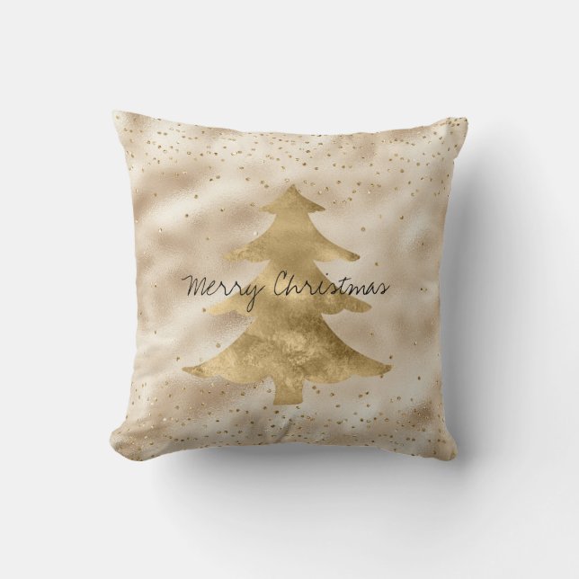 Hübsch Glam Gold Sparkle Dots Weihnachtsbaum       Kissen (Vorderseite)