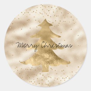 Hübsch Glam Gold Sparkle Dots Weihnachtsbaum       Runder Aufkleber