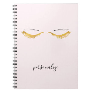 Hübsch Gold Glam Eyelashes Notizblock
