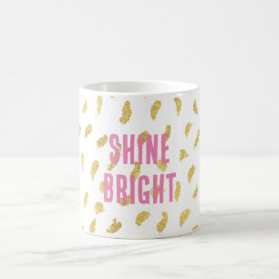 Hübsch Gold Glam White Abstrakt Kaffeetasse
