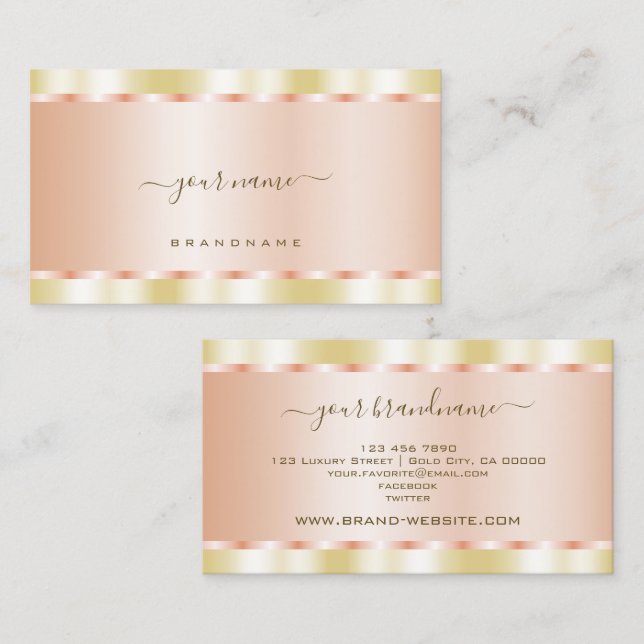 Hübsch Gold und Rose Gold Effekt Luxus und Moderne Visitenkarte (Vorne/Hinten)
