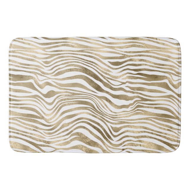 Hübsch Gold White Zebra Print   Badematte (Vorderseite)