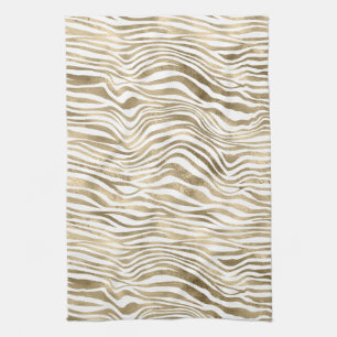 Hübsch Gold White Zebra Print Geschirrtuch