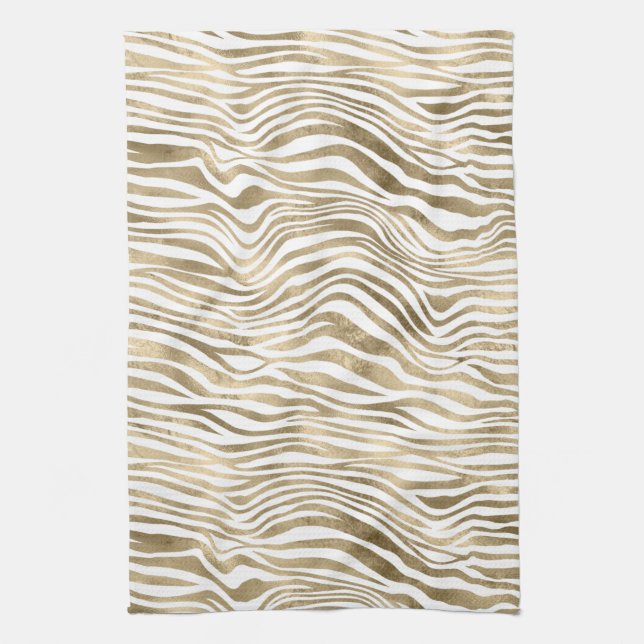 Hübsch Gold White Zebra Print        Geschirrtuch (Vertikal)