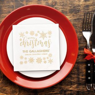 Hübsch Golden Snowflakes Frohe Weihnachtsessen Servietten Mit Folie