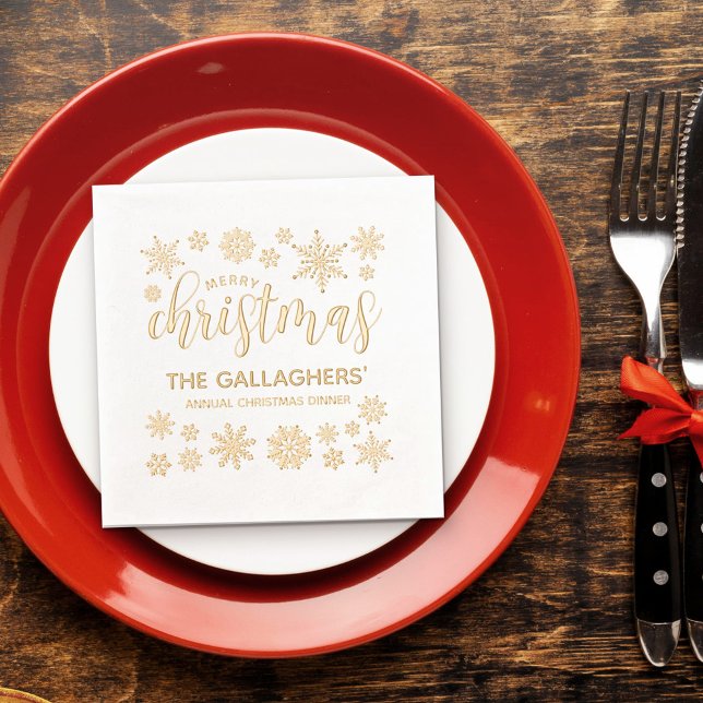 Hübsch Golden Snowflakes Frohe Weihnachtsessen Servietten Mit Folie (Von Creator hochgeladen)