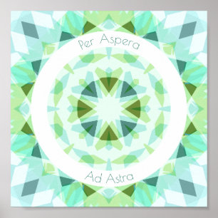 Hübsch Green Blue Per Aspera Ad Astra Star Kinderz Poster