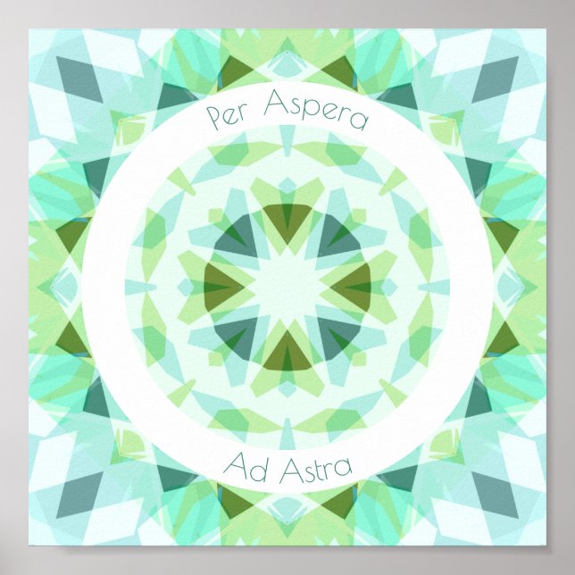 Hübsch Green Blue Per Aspera Ad Astra Star Kinderz Poster (Vorne)