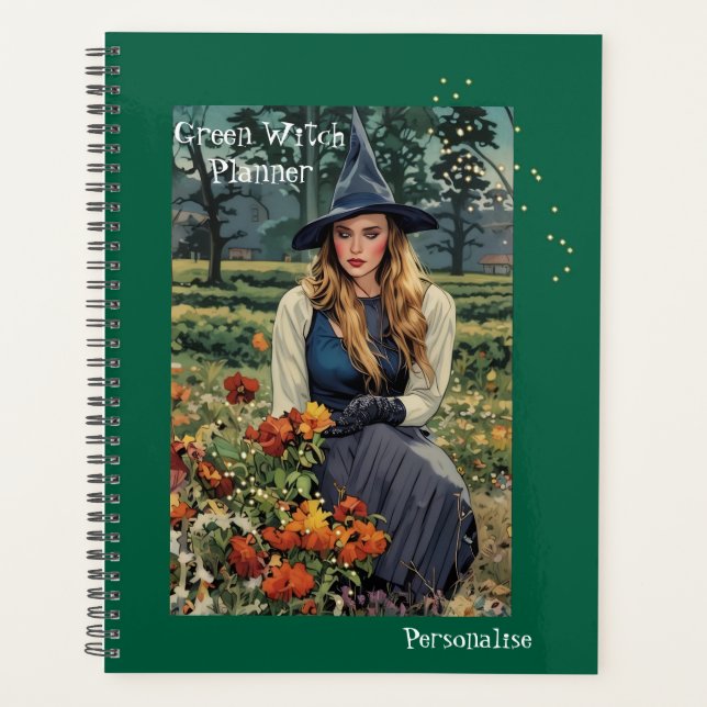 Hübsch Green Hexe Personalisierte Zeitschrift Planer (Vorderseite)