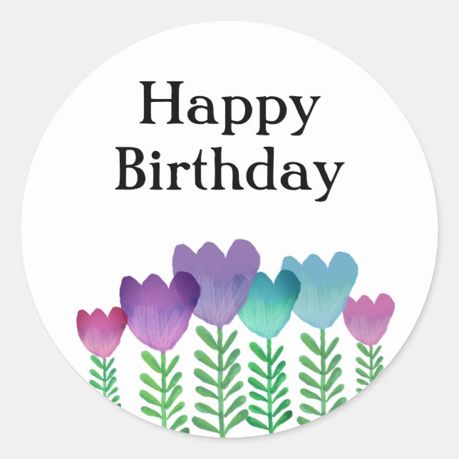 Hübsch Happy Birthday Runder Aufkleber (Vorderseite)