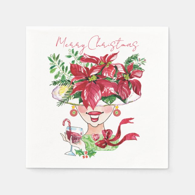 Hübsch Hat Watercolor Weihnachtsbuch Napkin Serviette (Vorderseite)