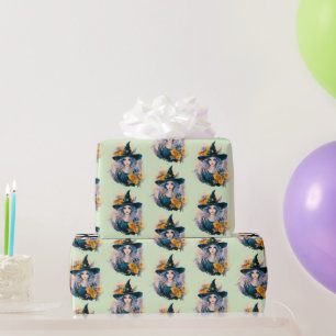 Hübsch Hexenschwarz Stars Pattern Halloween Geschenkpapier