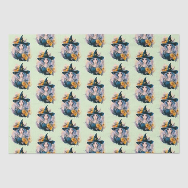 Hübsch Hexenschwarz Stars Pattern Halloween Seidenpapier (Vorderseite)