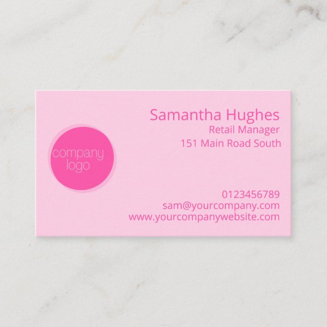 HÜBSCH HOT PINK COMPANY LOGO TEMPLATE CUSTOM VISITENKARTE (Vorderseite)