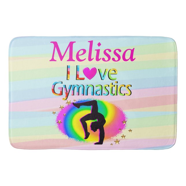 HÜBSCH I LIEBE GYMNASTICS PERSONALISIERT BATH MAX BADEMATTE (Vorderseite)