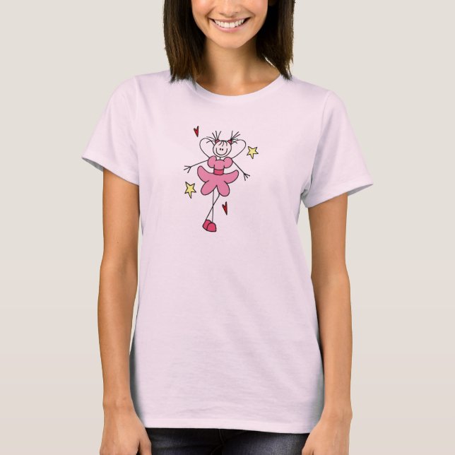 Hübsch im rosa Strichmännchen-Engels-Shirt T-Shirt (Vorderseite)