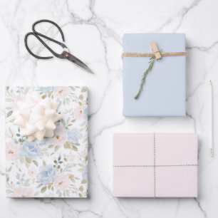 Hübsch in Blaßblauen Blüten Junggesellinnenabschie Geschenkpapier Set