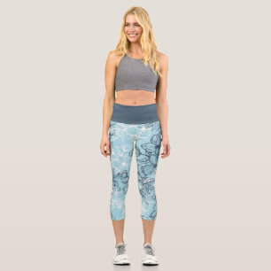 Hübsch in Blau Capri Leggings