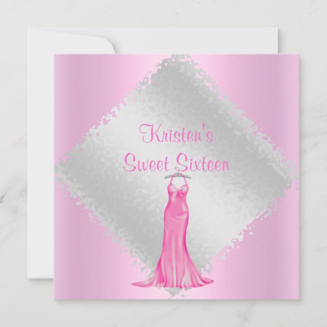 HÜBSCH IN PINK 16 . GEBURTSTAG EINLADUNG (Vorderseite)