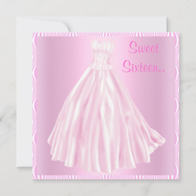 HÜBSCH IN PINK 16 . GEBURTSTAG EINLADUNG (Vorderseite)