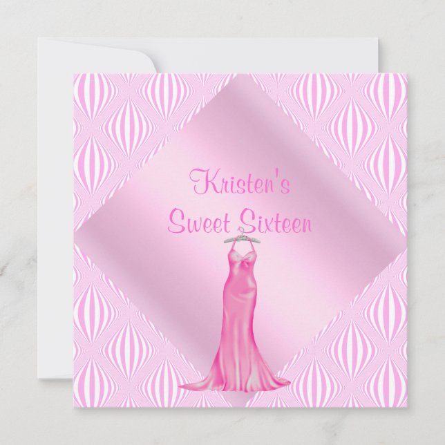HÜBSCH IN PINK 16 . GEBURTSTAG EINLADUNG (Vorderseite)