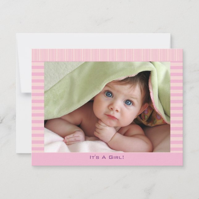 Hübsch in Pink Baby Girl Ankündigung (Vorderseite)