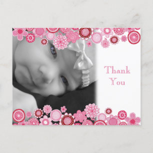Hübsch in Pink Baby Girl Foto Danke Post Card Ankündigungspostkarte