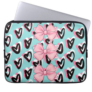 Hübsch in Pink & Black BowHeart Laptop-Sieb Laptopschutzhülle