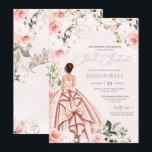 Hübsch in Pink Blush Rose 16 . Geburtstag Geburtst Einladung<br><div class="desc">Elegantes luxuriöses Design mit weichen Rosen und weißen Rosen,  goldenen Akzenten und einer schönen Puppe in einem luxuriösen glamourösen,  blumigen Ball-Gown. Der gesamte Text ist vollständig anpassbar.</div>