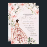 Hübsch in Pink Blush Rose 16 . Geburtstag Geburtst Einladung<br><div class="desc">Elegantes luxuriöses Design mit weichen Rosen und weißen Rosen,  goldenen Akzenten und einer schönen Puppe in einem luxuriösen glamourösen,  blumigen Ball-Gown. Der gesamte Text ist vollständig anpassbar.</div>