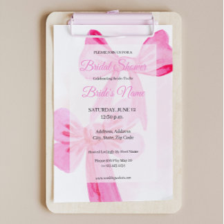 Hübsch in Pink Bow Ribbon Bridal Dusche Einladung