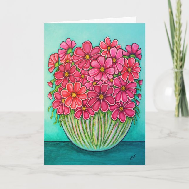 Hübsch in Pink Cosmos Grußkarte von Lisa Lorenz Karte (Vorderseite)