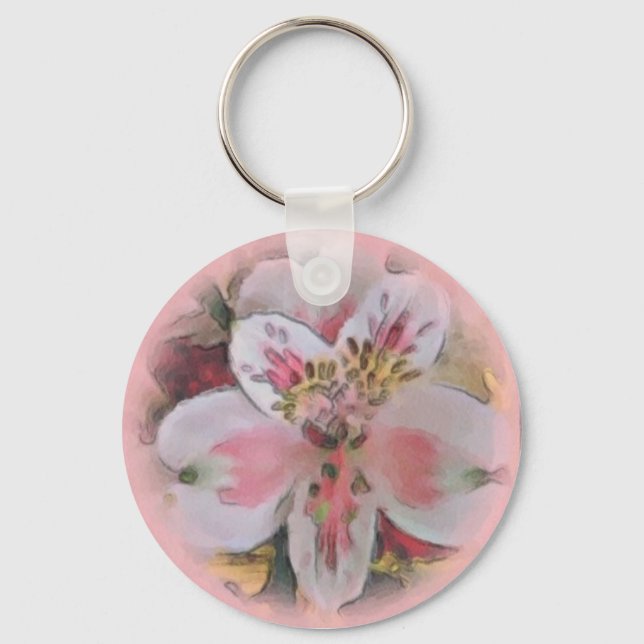 Hübsch in Pink Floral Bouquet Schlüsselanhänger (Vorderseite)