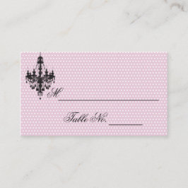 Hübsch in Pink Polka Dots mit Black Chandelier Pl Platzkarte