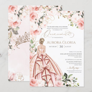 Hübsch in Pink Schöne Rose Elegante Quinceanera  Einladung
