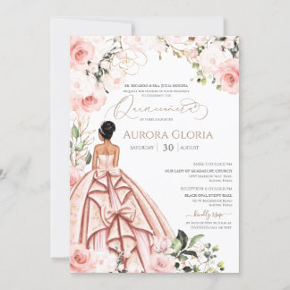 Hübsch in Pink Schönes gotisches Weiß Quinceanera Einladung