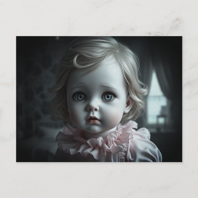 Hübsch in Rosa, blonde Hair Doll Postkarte (Vorderseite)