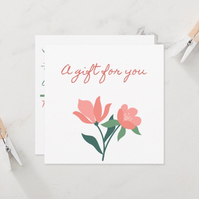 Hübsch in Rosa Blume Geschenkgutschrift Einladung (Vorderseite/Rückseite Beispiel)