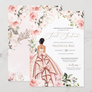 Hübsch in Rosa Blush Gown Rose Sweet 16 Birthday Einladung