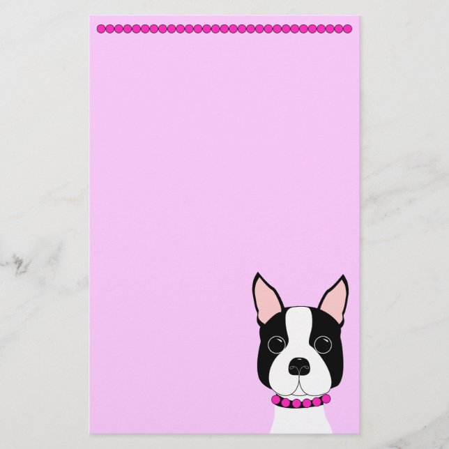 Hübsch in rosa Boston-Terrier Briefpapier (Vorderseite)