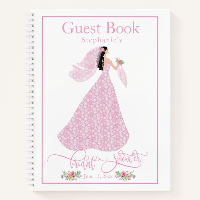 "Hübsch in Rosa" Brautparty Gästebuch Notizbuch (Vorderseite)